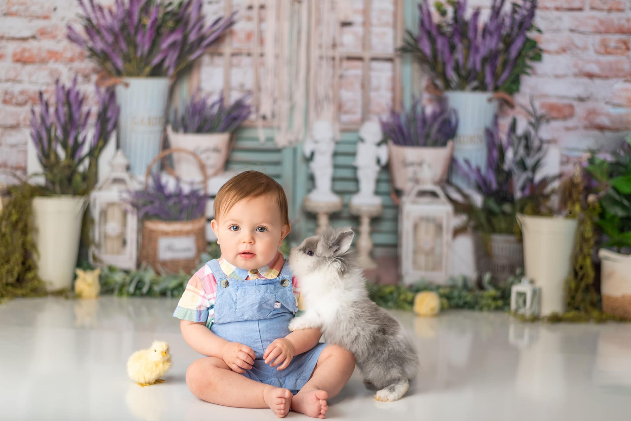 Kate Frühling / Muttertag Lavendel Boho Backstein Hintergrund von Emetselch - Kate Backdrop.de