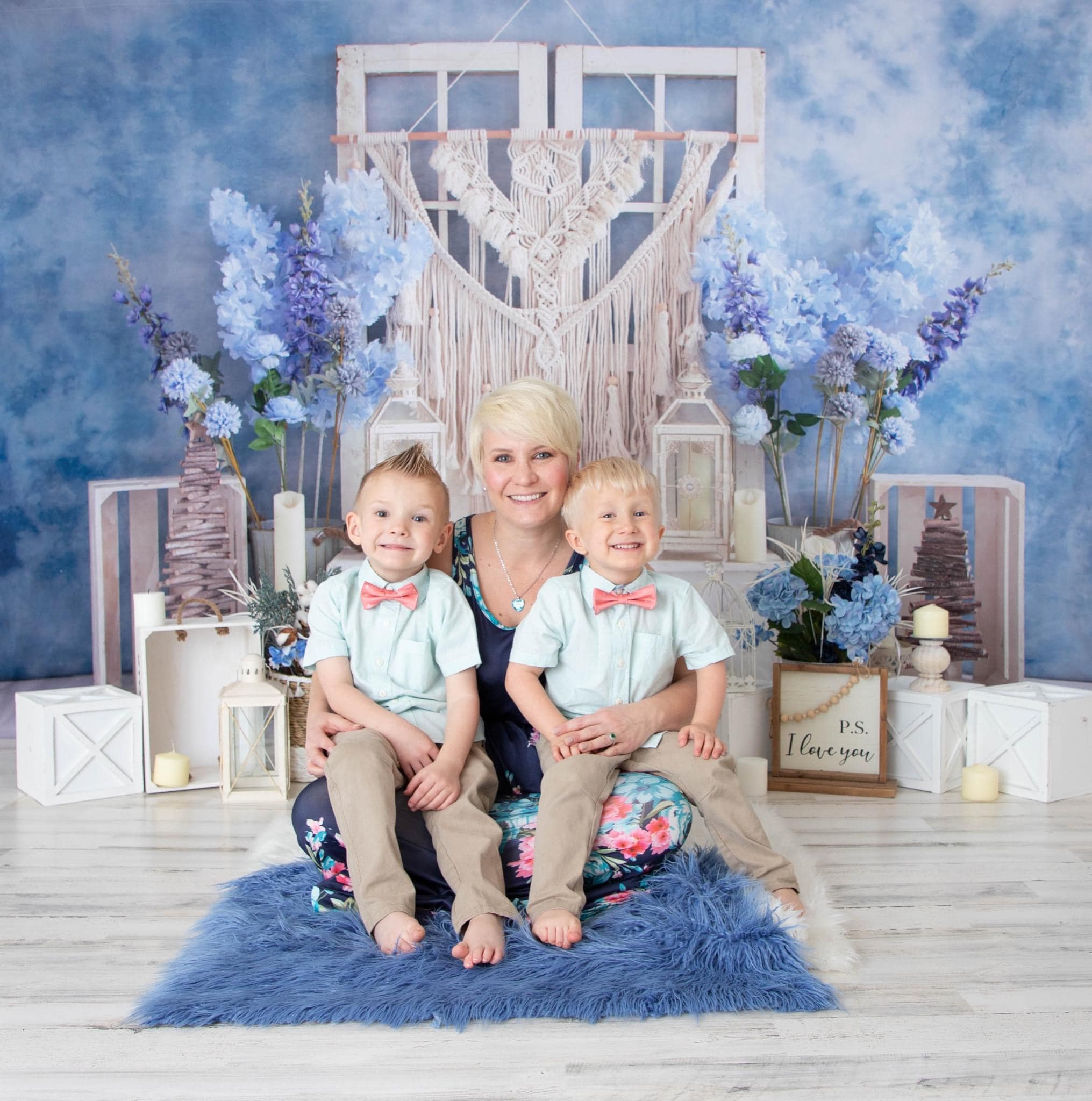 Kate Boho Blaue Blumen Cake Smash Scheunentor Geburtstag Hintergrund von Emetselch - Kate Backdrop.de