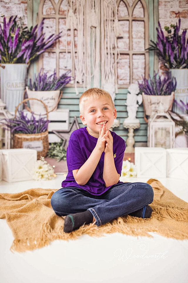 Kate Frühling / Muttertag Lavendel Boho Backstein Hintergrund von Emetselch - Kate Backdrop.de