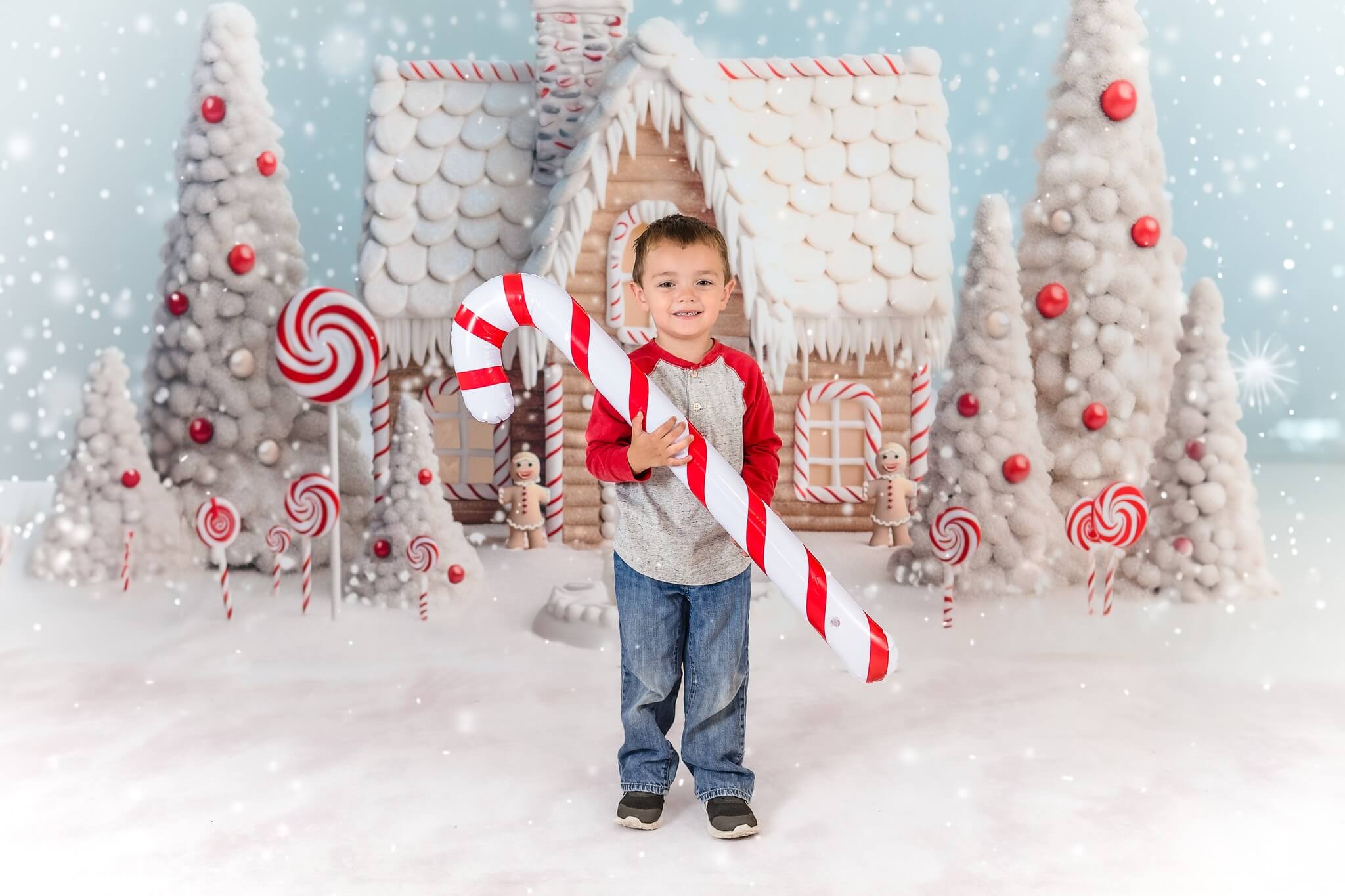 Kate Weihnachten Winter Schnee Süßigkeiten Haus Hof Hintergrund von Chain Photography