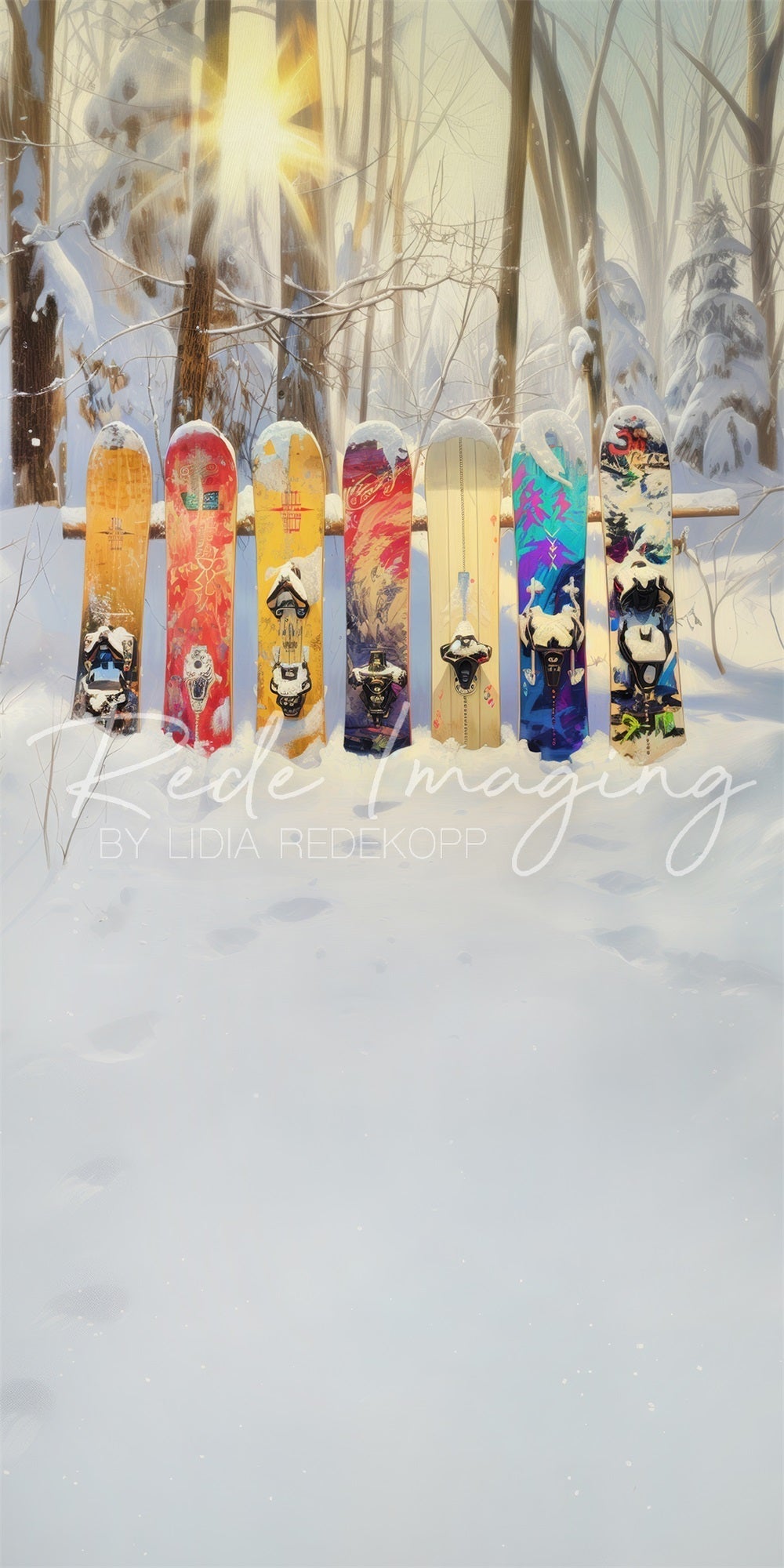 Kate Sweep Winterwald Bunte Graffiti Snowboard Hintergrund Entworfen von Lidia Redekopp