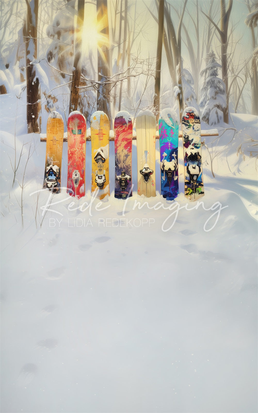 Kate Sweep Winterwald Bunte Graffiti Snowboard Hintergrund Entworfen von Lidia Redekopp