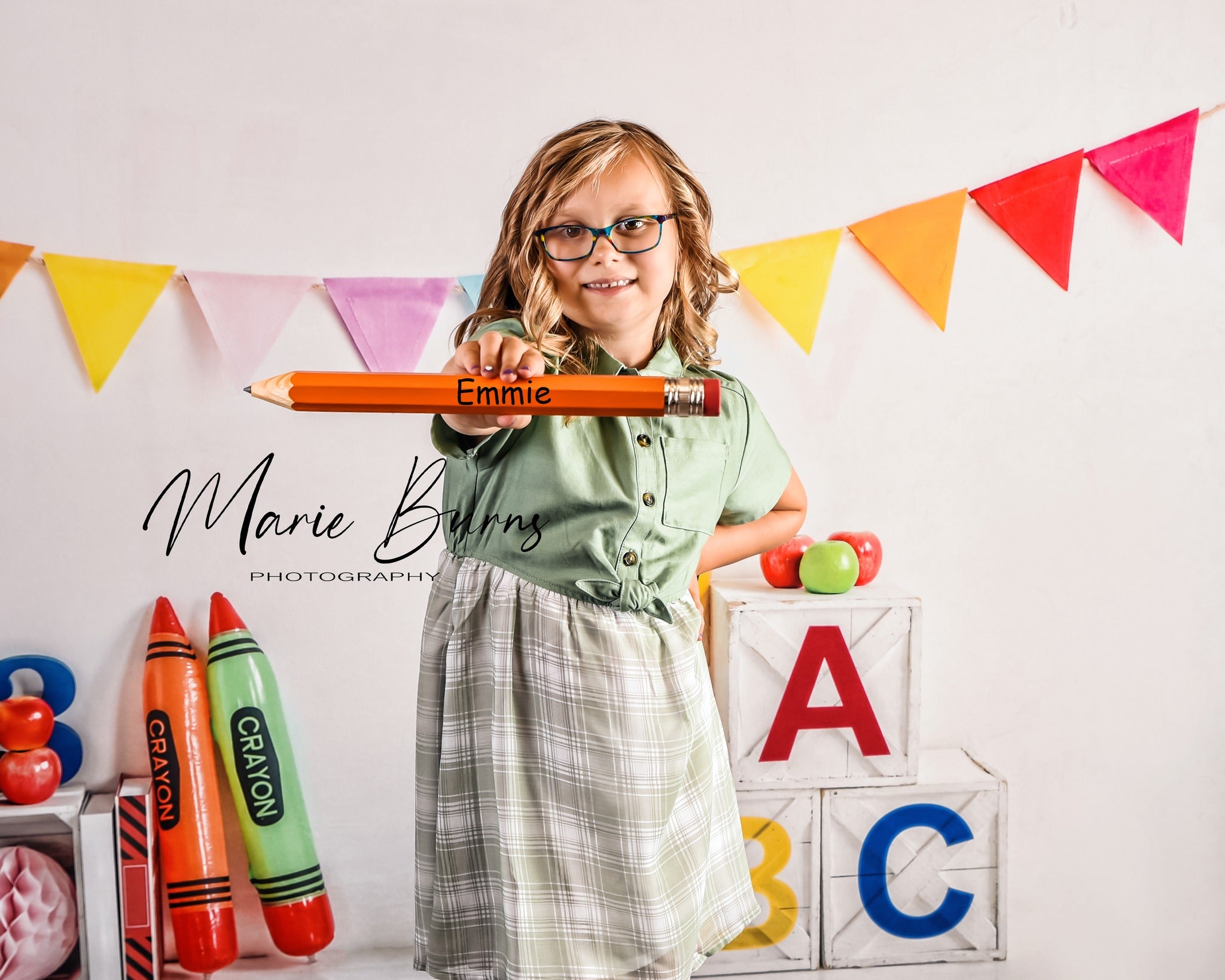 Kate Einschulung  Schule Hintergrund Wachsmalstift für Fotografie - Kate Backdrop.de