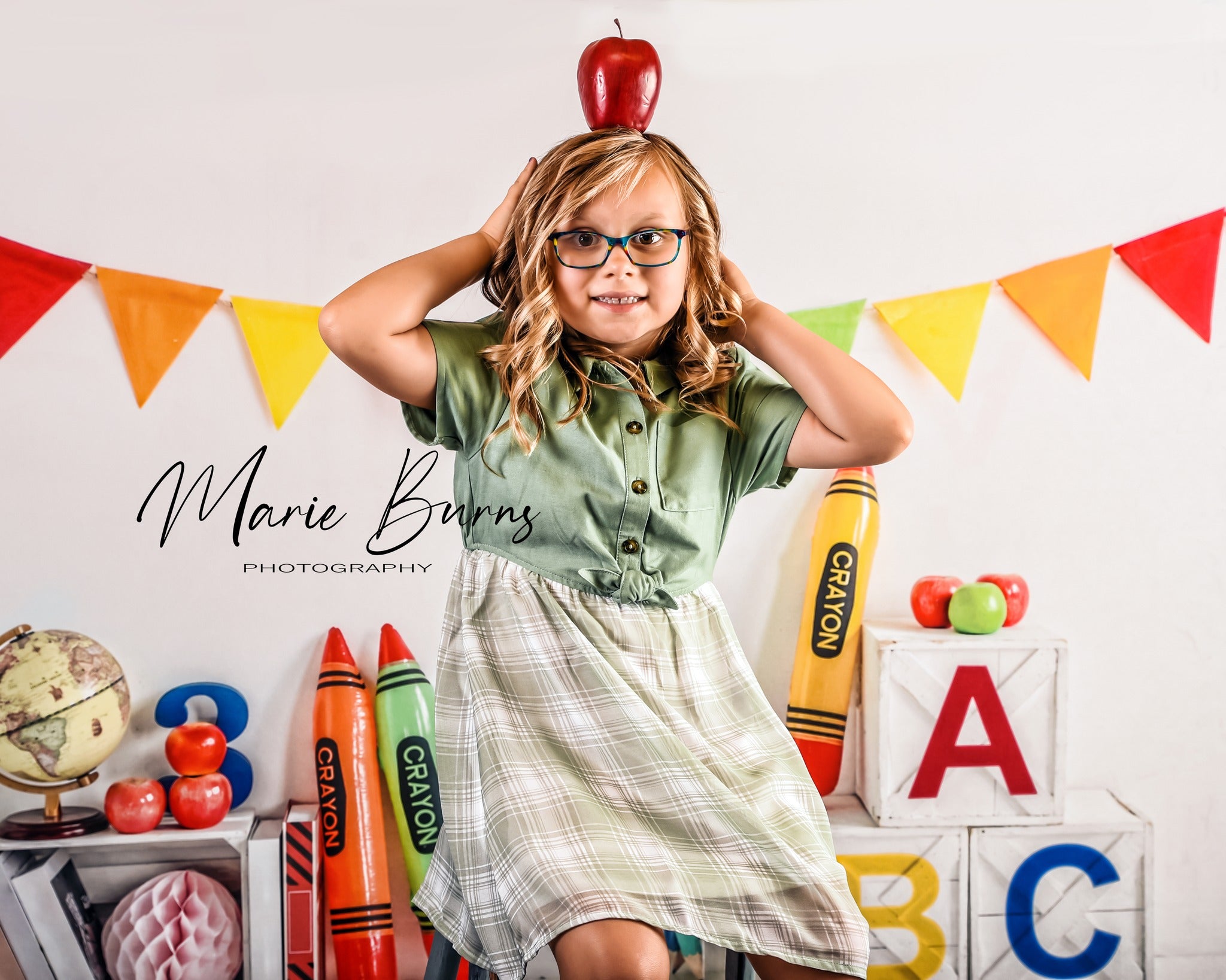 Kate Einschulung  Schule Hintergrund Wachsmalstift für Fotografie - Kate Backdrop.de