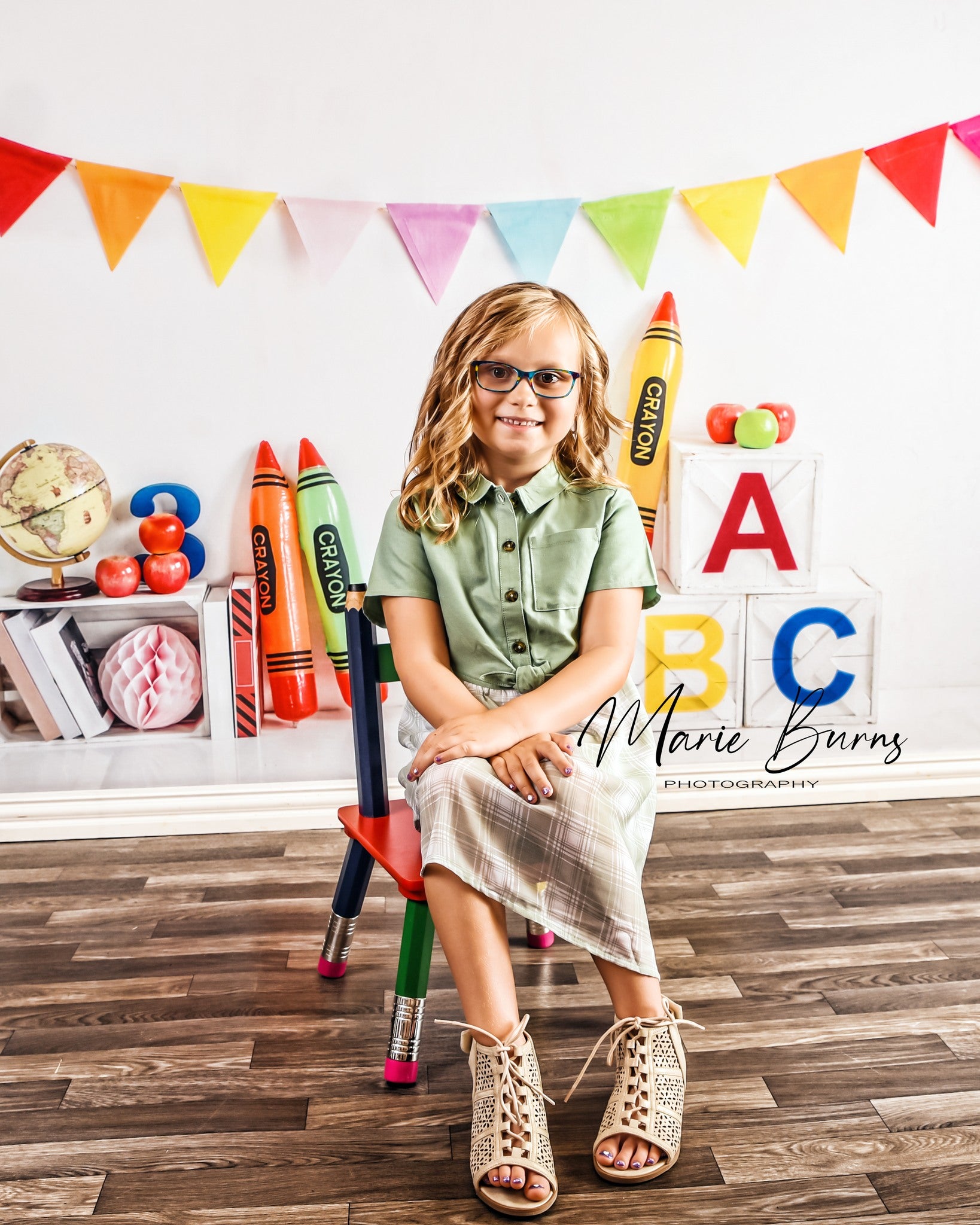 Kate Einschulung  Schule Hintergrund Wachsmalstift für Fotografie - Kate Backdrop.de