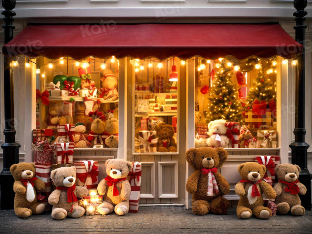 Kate Weihnachten Teddybär Store Hintergrund von Chain Photography