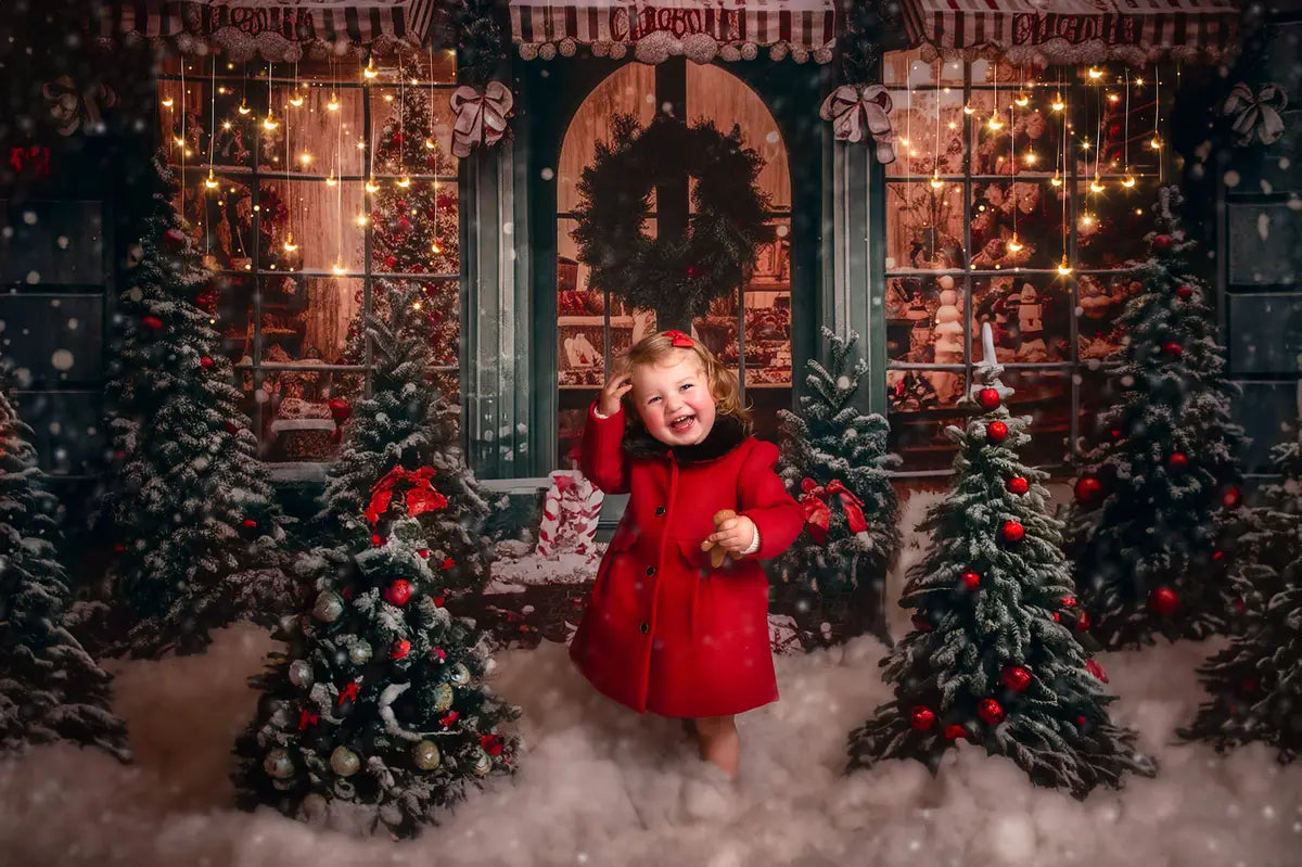 Kate Weihnachtsgeschenkladen im Schnee Fleece Hintergrund