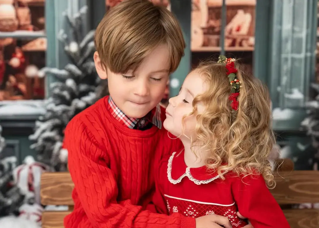 Kate Weihnachtsgeschenkladen im Schnee Fleece Hintergrund