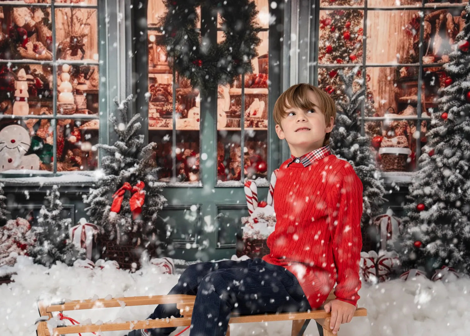 Kate Weihnachtsgeschenkladen im Schnee Fleece Hintergrund