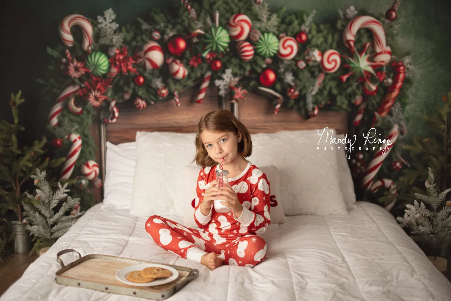 Kate Weihnachten Zuckerstange Kopfteil Fleece Hintergrund Entworfen von Mandy Ringe