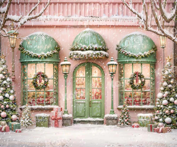 Kate Weihnachten Rosa Haus Schnee Geschenk Straße Hintergrund entworfen von Emetselch