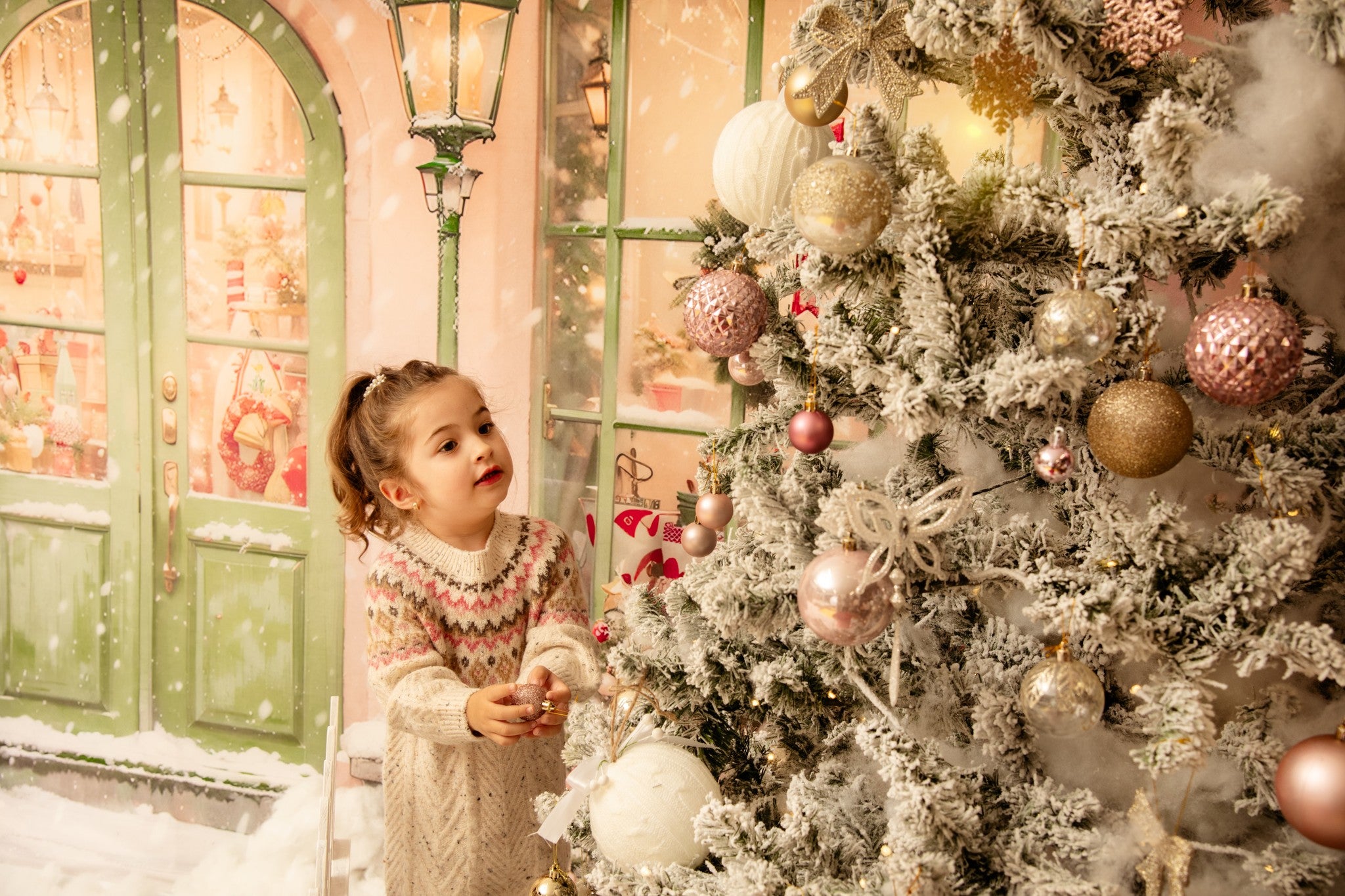 Kate Weihnachten Rosa Haus Schnee Geschenk Straße Hintergrund entworfen von Emetselch