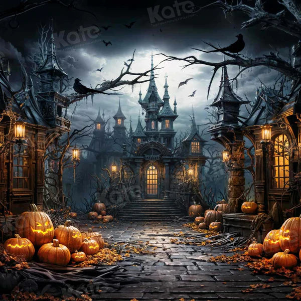 Kate Halloween Fledermaus Kürbis Burg Hintergrund Entworfen von Chain