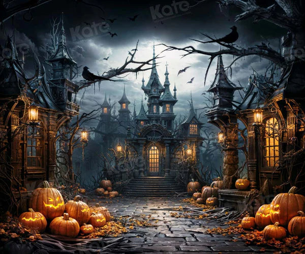 Kate Halloween Fledermaus Kürbis Burg Hintergrund Entworfen von Chain