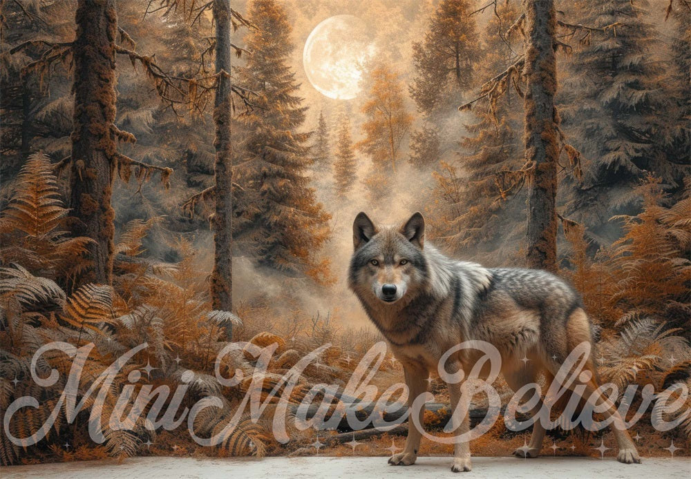 Kate Wald Wilder Reitkapuzenmädchen Wolf Hintergrund entworfen von Mini MakeBelieve