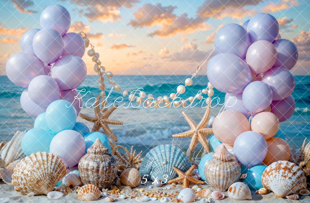 Kate Sommer Meer Strand Bunter Ballon Meerjungfrau Hintergrund Entworfen von Chain Photography