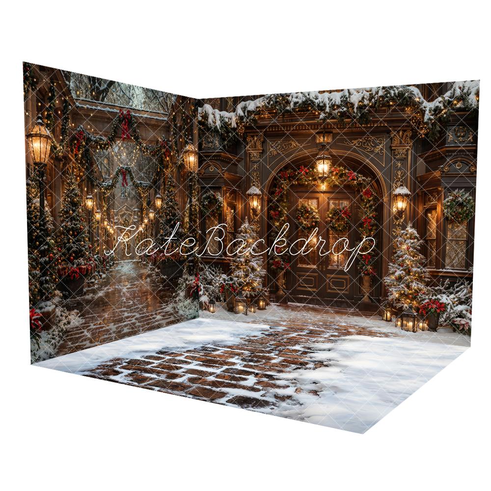 Kate Winter Weihnachten Dunkelbrauner Vintage Großer Bogenförmiger Tür Zimmer Set