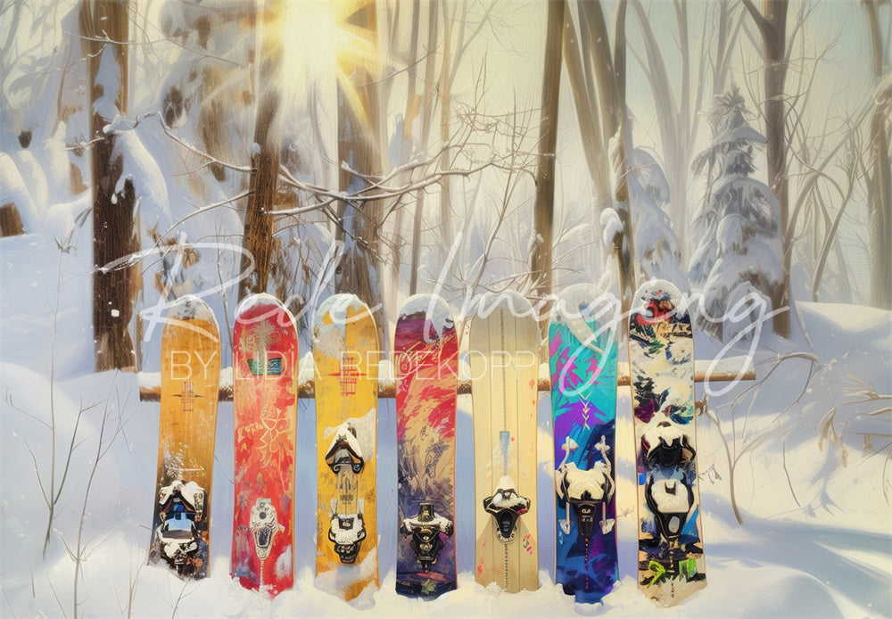 Kate Winter Wald Bunter Graffiti Snowboard Hintergrund entworfen von Lidia Redekopp