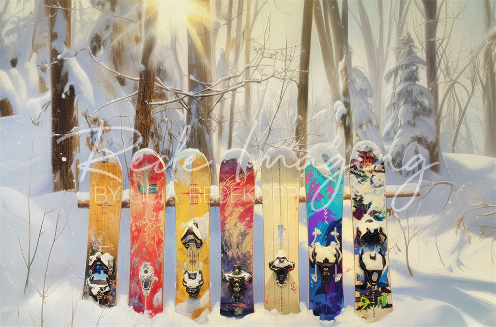 Kate Winter Wald Bunter Graffiti Snowboard Hintergrund entworfen von Lidia Redekopp