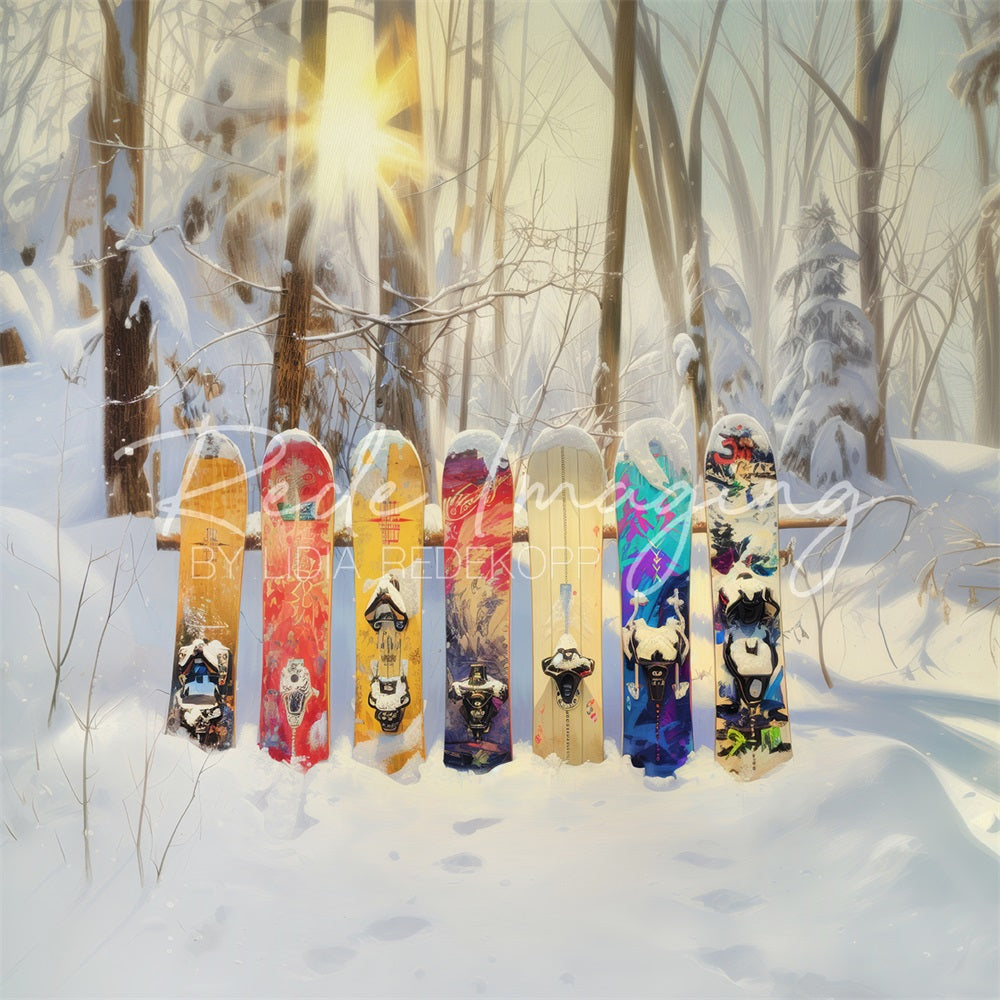 Kate Winter Wald Bunter Graffiti Snowboard Hintergrund entworfen von Lidia Redekopp