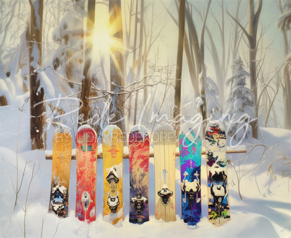 Kate Winter Wald Bunter Graffiti Snowboard Hintergrund entworfen von Lidia Redekopp