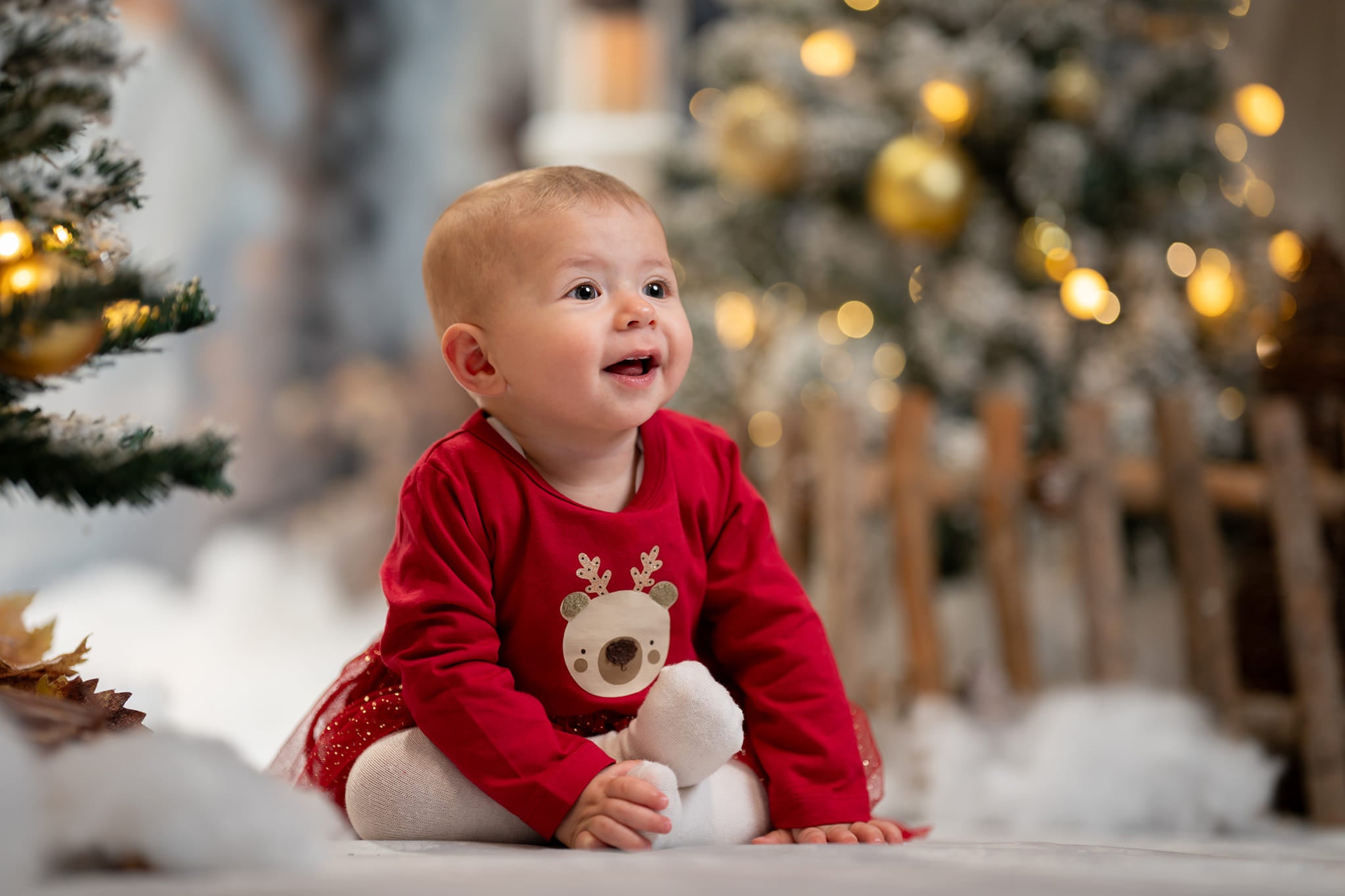 Kate Winter verschneite Weihnachtsbogen-Flur-Hintergrund entworfen von Emetselch