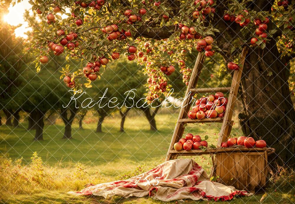 Kate Herbst Outdoor Wald Roter Apfel Obstgarten Hintergrund Entworfen von Emetselch