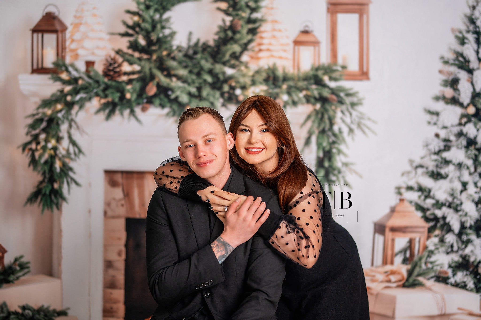 Kate Weihnachten baum Weißer Kamin Geschenkbox Hintergrund entworfen von Emetselch