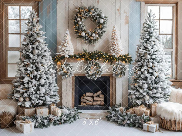 Kate Weihnachten - Baum Kamin Schnee Hintergrund Entworfen von Emetselch