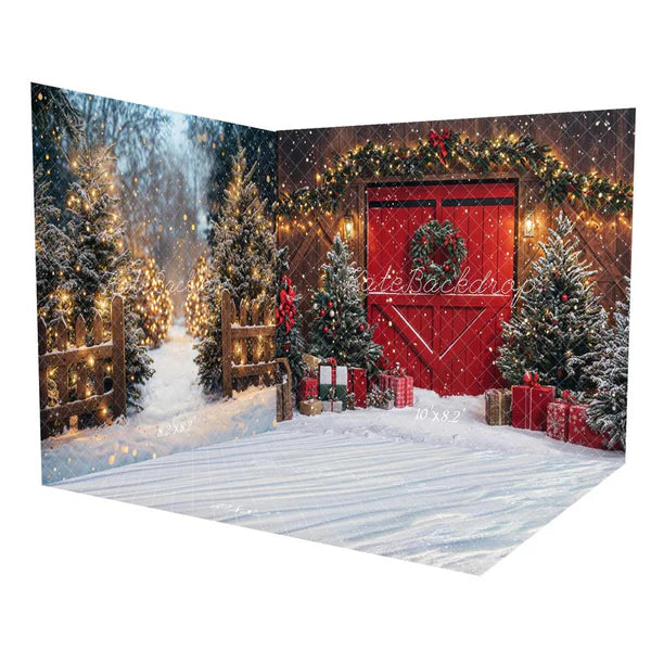 Kate Weihnachten Rot Scheune Tür Kranz Zimmer Set(8ftx8ft&10ftx8ft&8ftx10ft)