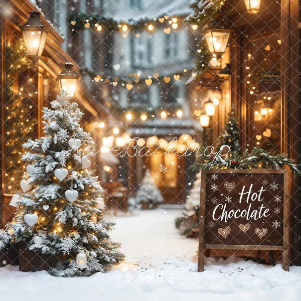 Kate Weihnachten Heiße Schokolade Shop Bokeh Hintergrund Entworfen von Emetselch