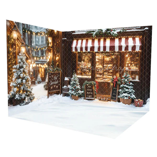 Kate Weihnachten Bäckerei Heißer Kakao Laden Zimmer Set(8ftx8ft&10ftx8ft&8ftx10ft)