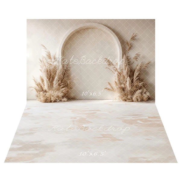 Kate Boho Bogen Pampasgras Hintergrund+Neutral Abstrakt Textur Beige Boden Hintergrund