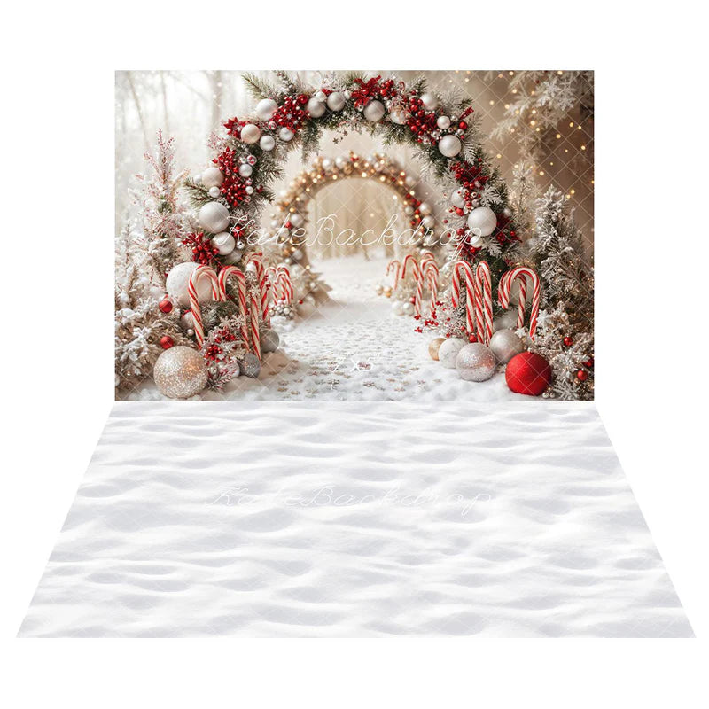 Kate Weihnachten Arch Schnee Hintergrund+Weißer Schneeboden Hintergrund