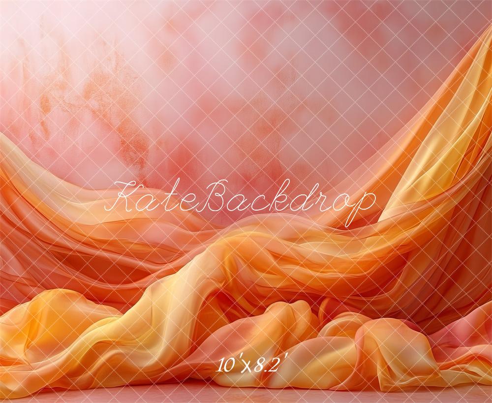 Kate Elegante leuchtend orangefarbene Vorhänge hintergrund Entworfen von Mini MakeBelieve