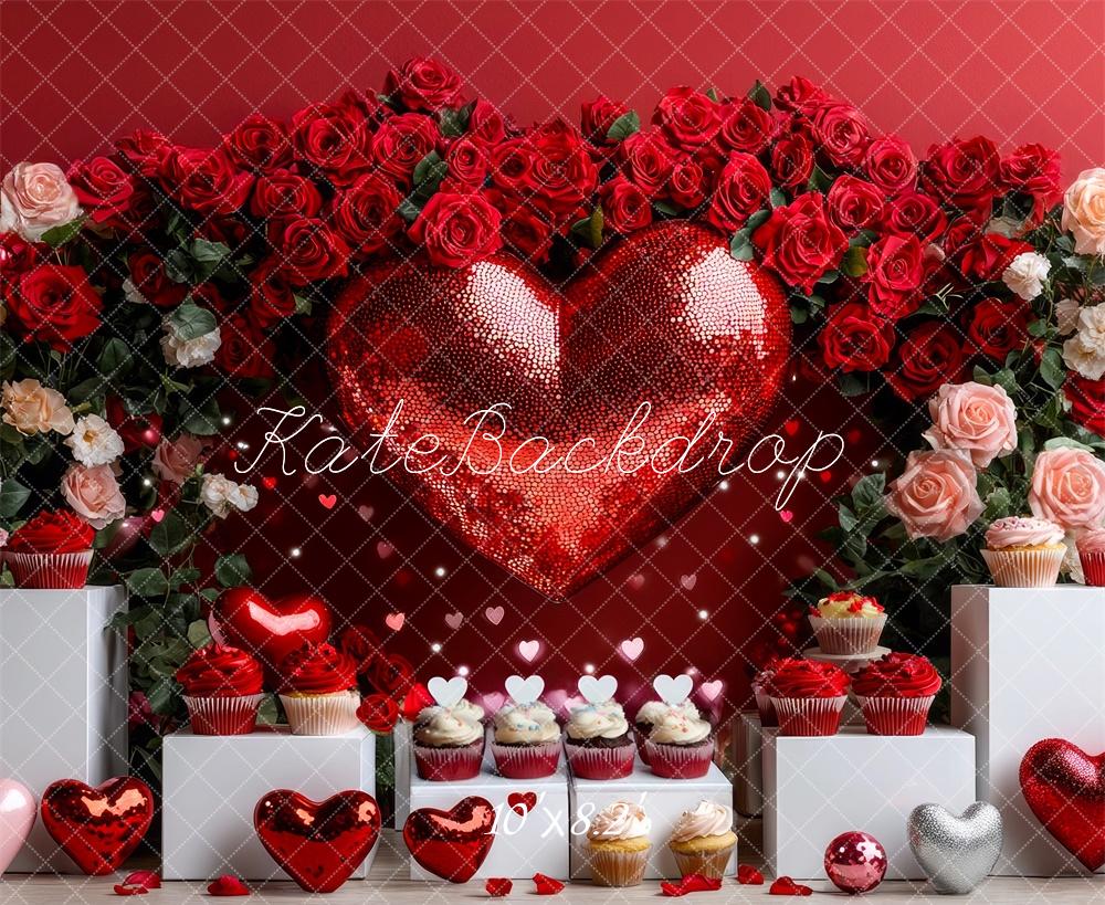 🔥50%OFF-Kate Valentinstag Disco Rotes Herz Rosen hintergrund