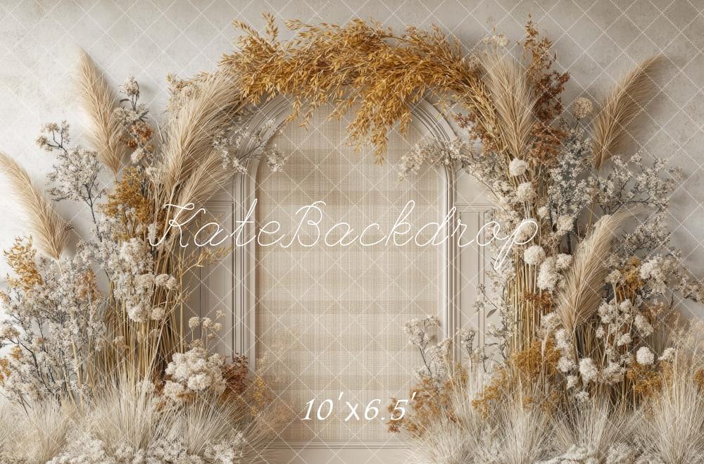 Kate Boho Blumenbogen Beige Hintergrund Entworfen von Mini MakeBelieve