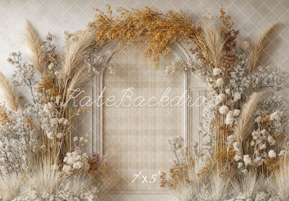 Kate Boho Blumenbogen Beige Hintergrund Entworfen von Mini MakeBelieve