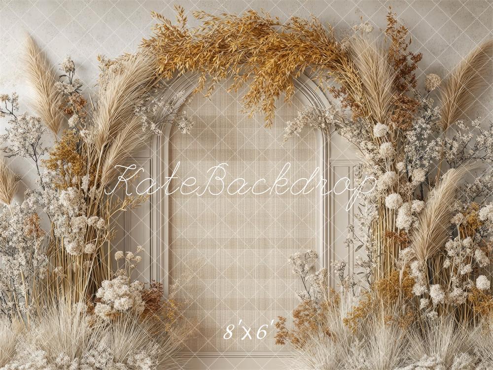 Kate Boho Blumenbogen Beige Hintergrund Entworfen von Mini MakeBelieve