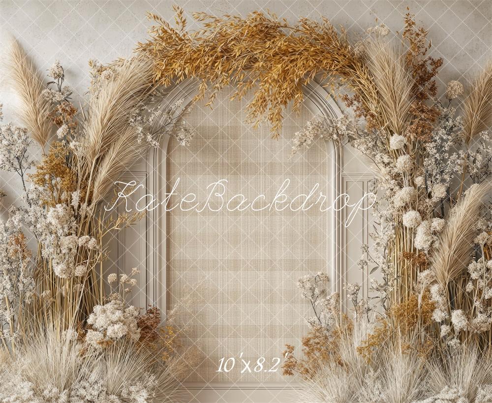 Kate Boho Blumenbogen Beige Hintergrund Entworfen von Mini MakeBelieve