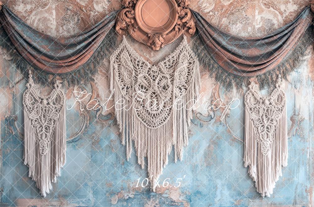 Kate BOHO Beige Böhmische Makramee Vintage Wand hintergrund Entworfen von Mini MakeBelieve