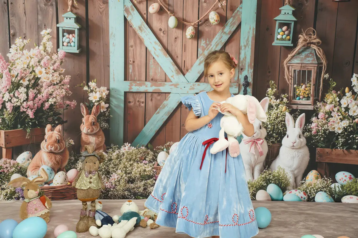 Kate Blaues Fliegenärmel-Kinderkleid für Fotografie