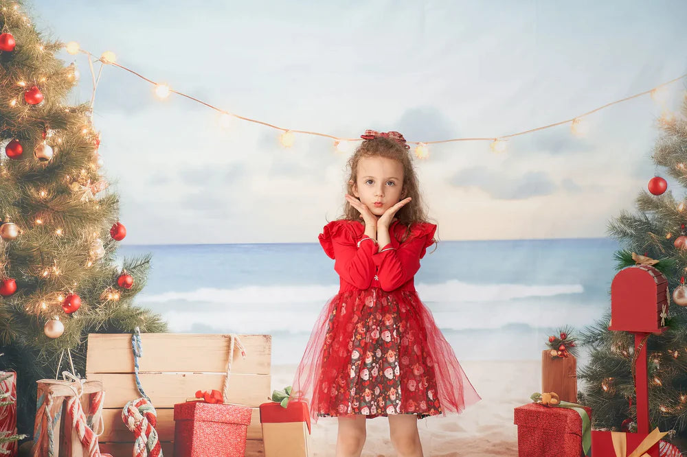 Kate Weihnachten Strand Meer Hintergrund von Chain Photography