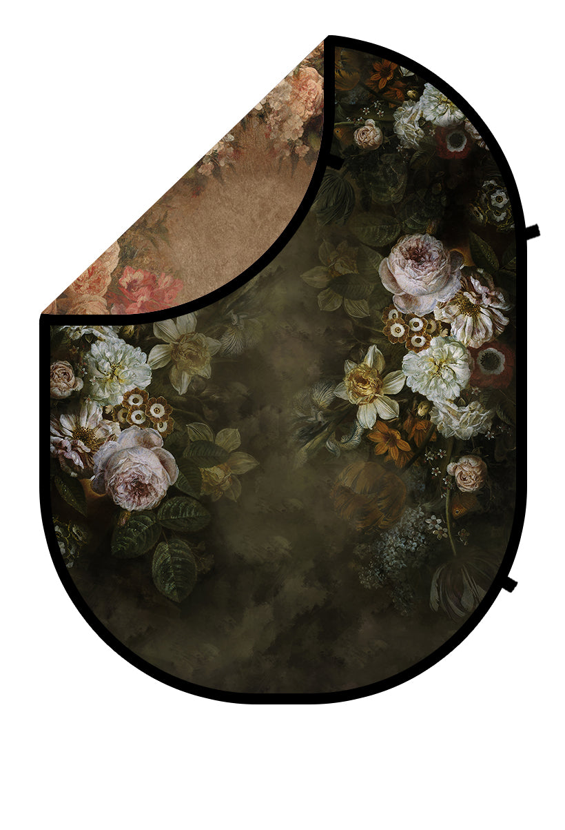 ⚡Blitzangebote #3-Kate Fine Art Dark/Brown Floral Zusammenklappbarer Hintergrund Fotografie 5X6.5ft(1.5x2m)