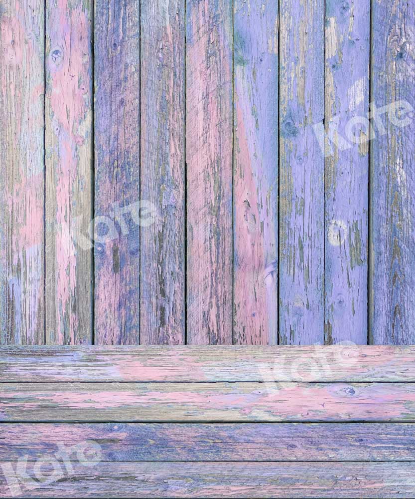 Kate Kombibackdrop blau rosa Retro  Holz  Hintergrund - Kate Backdrop.de