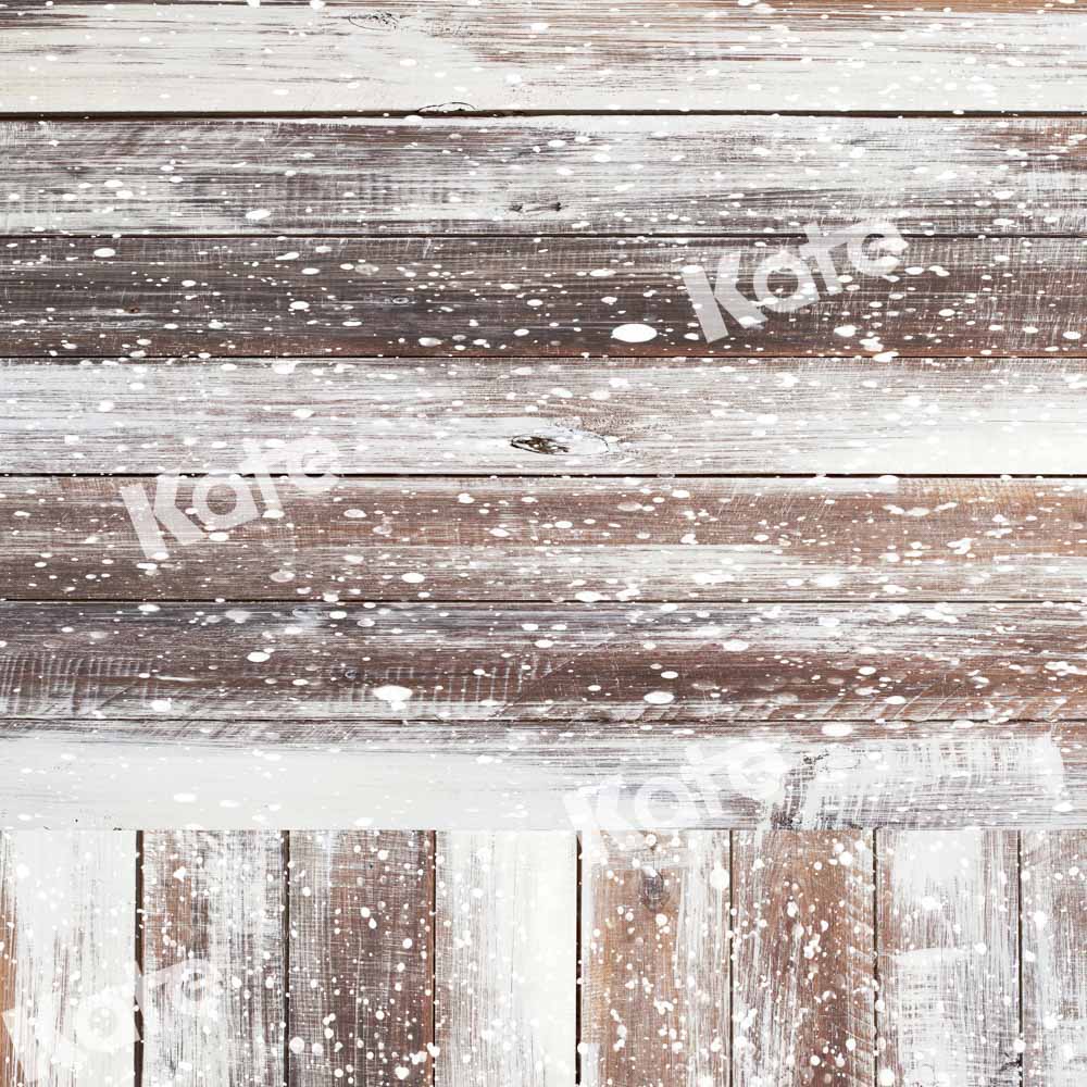 Kate Kombibackdrop weiß braun Winter  Holz  Hintergrund - Kate Backdrop.de