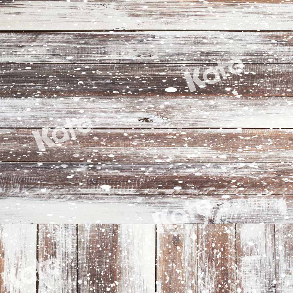 Kate Kombibackdrop weiß braun Winter  Holz  Hintergrund - Kate Backdrop.de