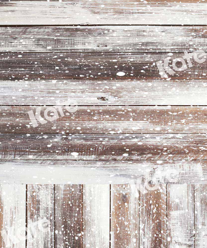 Kate Kombibackdrop weiß braun Winter  Holz  Hintergrund - Kate Backdrop.de