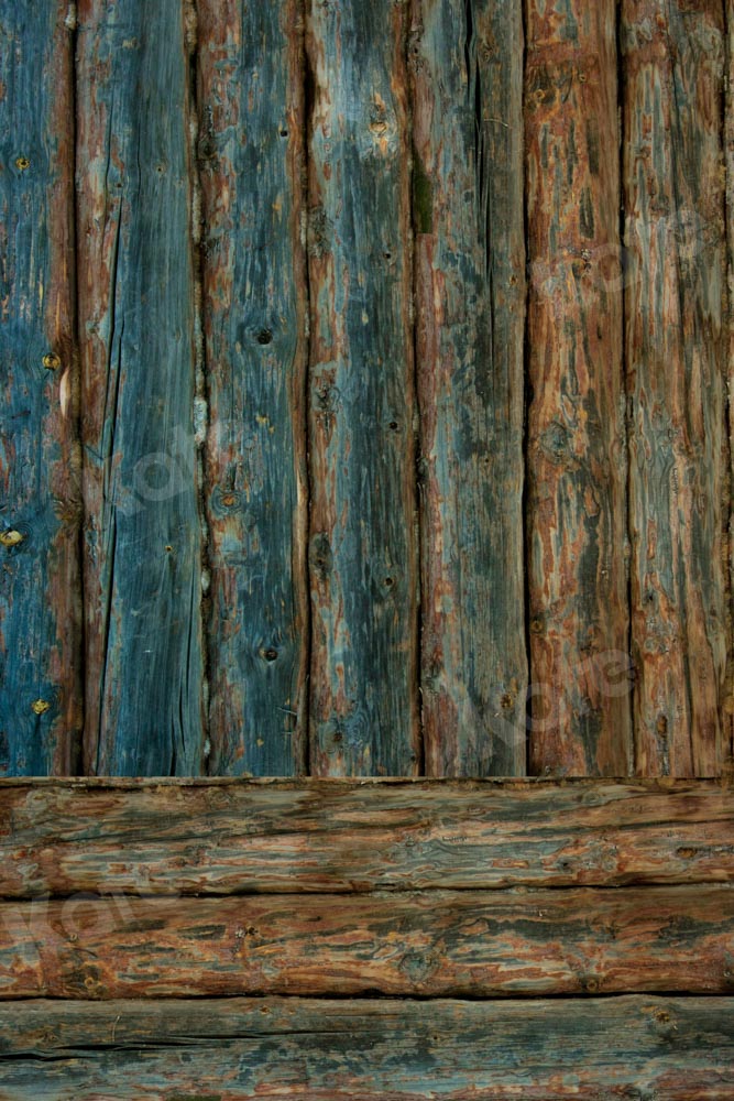 Kate Kombibackdrop Blau Braun schäbig Holz  Hintergrund - Kate Backdrop.de