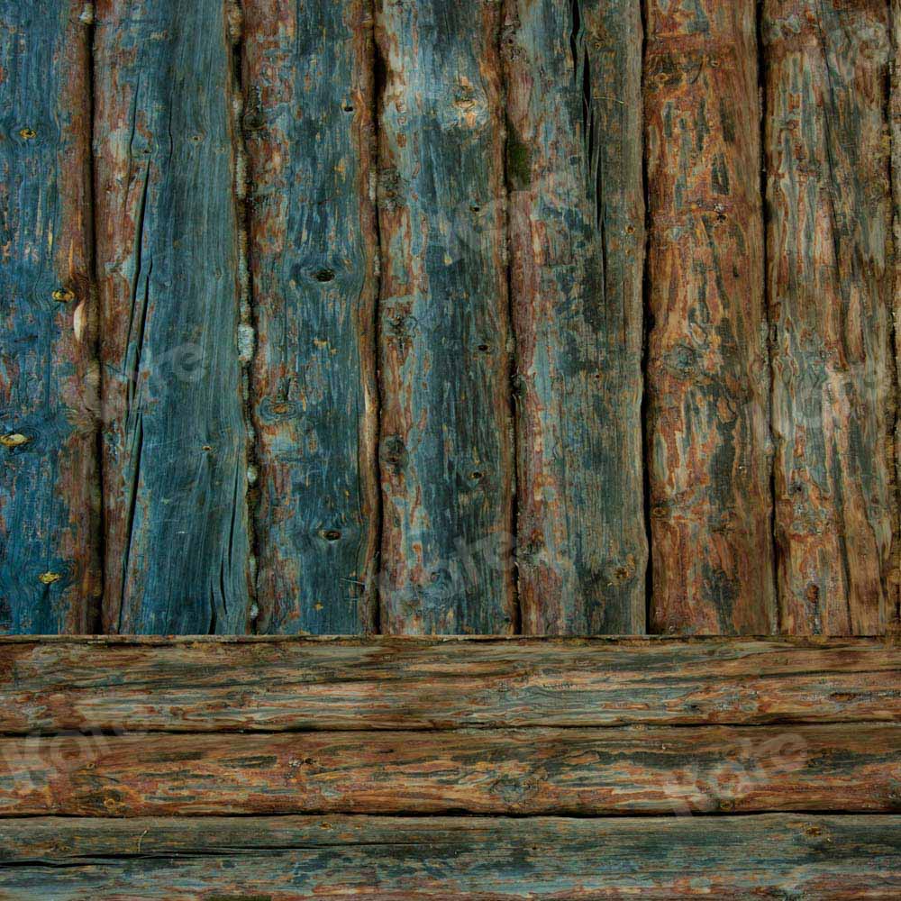 Kate Kombibackdrop Blau Braun schäbig Holz  Hintergrund - Kate Backdrop.de